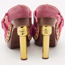 Louis Vuitton Pink Monogram Denim Rosa Platform Clogs Size 37
