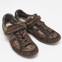 Louis Vuitton Brown Monogram Canvas and Suede Lace Up Sneakers Size 37
