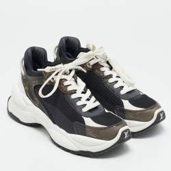 Louis Vuitton Multicolor Mesh and Monogram Canvas Run 55 Sneakers Size 36