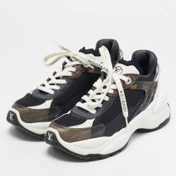 Louis Vuitton Multicolor Mesh and Monogram Canvas Run 55 Sneakers Size 36