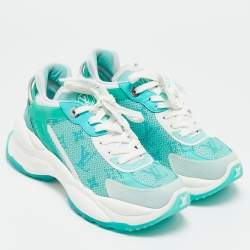 Louis Vuitton Green/White Mesh and PVC Run 55 Sneakers Size 36