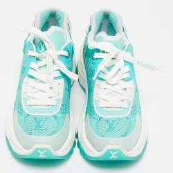 Louis Vuitton Green/White Mesh and PVC Run 55 Sneakers Size 36