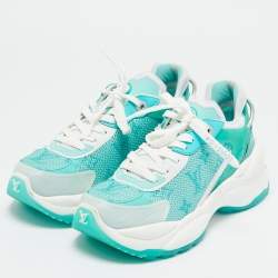 Louis Vuitton Green/White Mesh and PVC Run 55 Sneakers Size 36