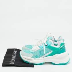 Louis Vuitton Green/White Mesh and PVC Run 55 Sneakers Size 36