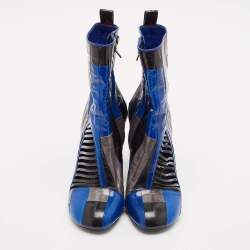 Louis Vuitton Multicolor Eel and Patent Leather Ankle Boots Size 38