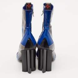 Louis Vuitton Multicolor Eel and Patent Leather Ankle Boots Size 38
