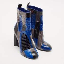 Louis Vuitton Multicolor Eel and Patent Leather Ankle Boots Size 38