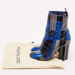 Louis Vuitton Multicolor Eel and Patent Leather Ankle Boots Size 38