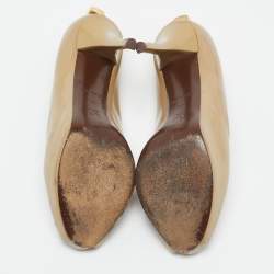 Pre Owned Louis Vuitton Gold Patent Leather Oh Really! Peep Toe Pumps Size 38