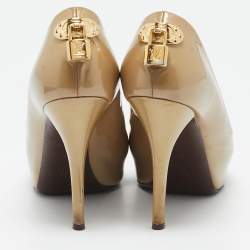Pre Owned Louis Vuitton Gold Patent Leather Oh Really! Peep Toe Pumps Size 38
