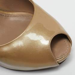 Pre Owned Louis Vuitton Gold Patent Leather Oh Really! Peep Toe Pumps Size 38