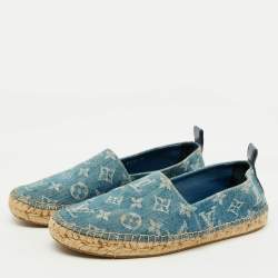 Louis Vuitton Blue Monogram Denim Starboard Espadrille Loafers Size 36