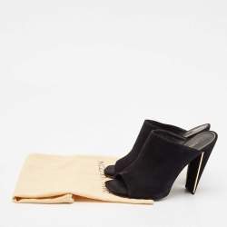 Louis Vuitton Black Suede Block Heel Mules Size 39.5
