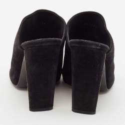 Louis Vuitton Black Suede Block Heel Mules Size 39.5