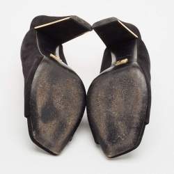 Louis Vuitton Black Suede Block Heel Mules Size 39.5