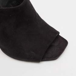 Louis Vuitton Black Suede Block Heel Mules Size 39.5