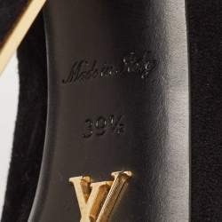 Louis Vuitton Black Suede Block Heel Mules Size 39.5