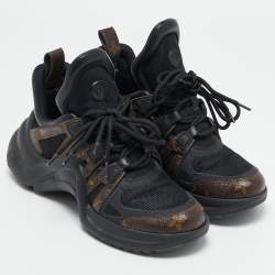 Louis Vuitton Black Mesh and Monogram Canvas Archlight Sneakers Size 39