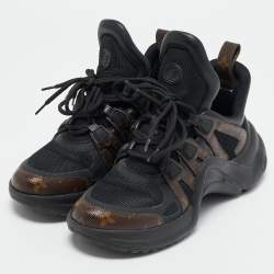 Louis Vuitton Black Mesh and Monogram Canvas Archlight Sneakers Size 39