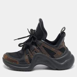 Louis Vuitton Black Mesh and Monogram Canvas Archlight Sneakers Size 39