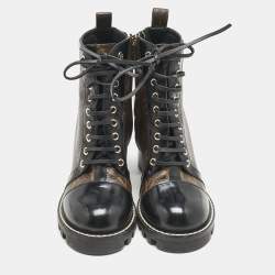 Louis Vuitton Black/Brown Monogram Canvas and Leather Star Trail Ankle Length Boots Size 39