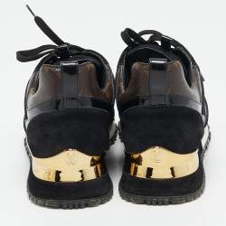 Louis Vuitton Black Leather, Mesh and Monogram Canvas Run Away Sneakers Size 38