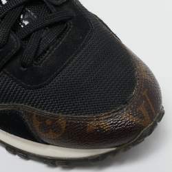 Louis Vuitton Black Leather, Mesh and Monogram Canvas Run Away Sneakers Size 38