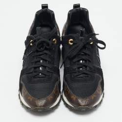 Louis Vuitton Black Leather, Mesh and Monogram Canvas Run Away Sneakers Size 38