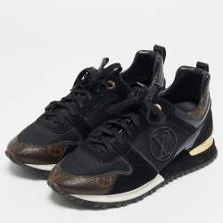 Louis Vuitton Black Leather, Mesh and Monogram Canvas Run Away Sneakers Size 38