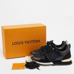 Louis Vuitton Black Leather, Mesh and Monogram Canvas Run Away Sneakers Size 38