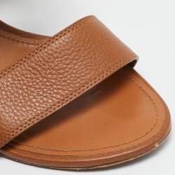 Pre Owned Louis Vuitton Brown Leather Horizon Ankle Strap Sandals Size 38.5