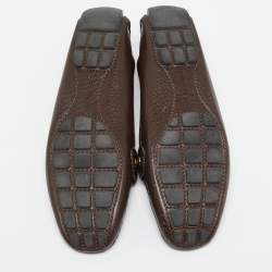 Louis Vuitton Brown Leather Oxford Slip On Loafers Size 38