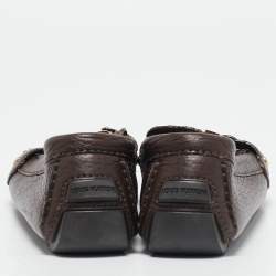 Louis Vuitton Brown Leather Oxford Slip On Loafers Size 38