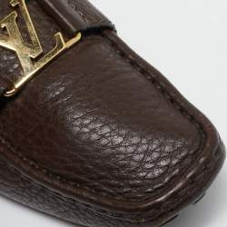 Louis Vuitton Brown Leather Oxford Slip On Loafers Size 38