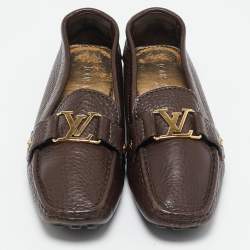 Louis Vuitton Brown Leather Oxford Slip On Loafers Size 38