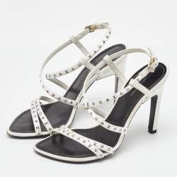  Louis Vuitton White Monogram Satin Citizen Strappy Sandals Size 36