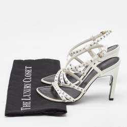  Louis Vuitton White Monogram Satin Citizen Strappy Sandals Size 36