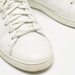 Louis Vuitton White Croc Embossed Leather Frontrow Sneakers Size 40 