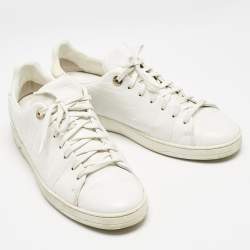 Louis Vuitton White Croc Embossed Leather Frontrow Sneakers Size 40 