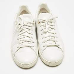 Louis Vuitton White Croc Embossed Leather Frontrow Sneakers Size 40 