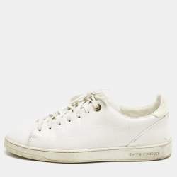 Louis Vuitton White Croc Embossed Leather Frontrow Sneakers Size 40 