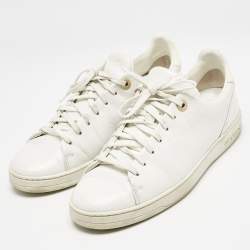 Louis Vuitton White Croc Embossed Leather Frontrow Sneakers Size 40 