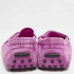 Louis Vuitton Pink Suede Slip On Loafers Size 39.5