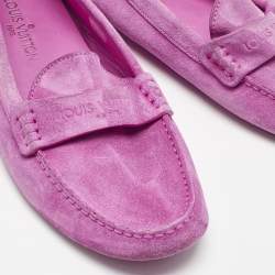 Louis Vuitton Pink Suede Slip On Loafers Size 39.5