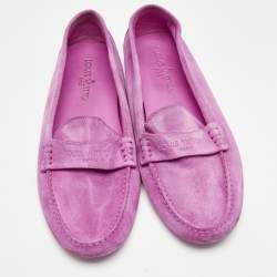 Louis Vuitton Pink Suede Slip On Loafers Size 39.5