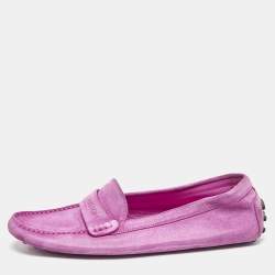 Louis Vuitton Pink Suede Slip On Loafers Size 39.5