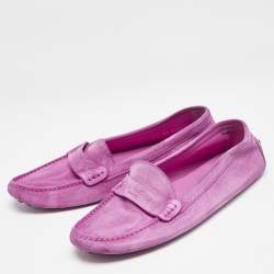 Louis Vuitton Pink Suede Slip On Loafers Size 39.5