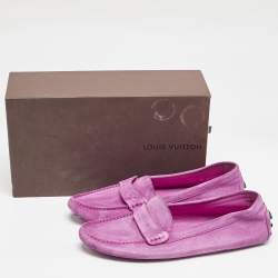 Louis Vuitton Pink Suede Slip On Loafers Size 39.5