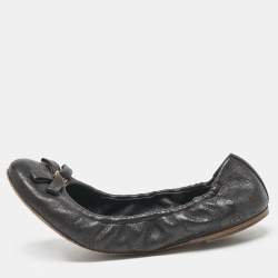 Louis Vuitton Black Monogram Leather Elba Scrunch Ballet Flats Size 39