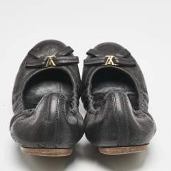 Louis Vuitton Black Monogram Leather Elba Scrunch Ballet Flats Size 39
